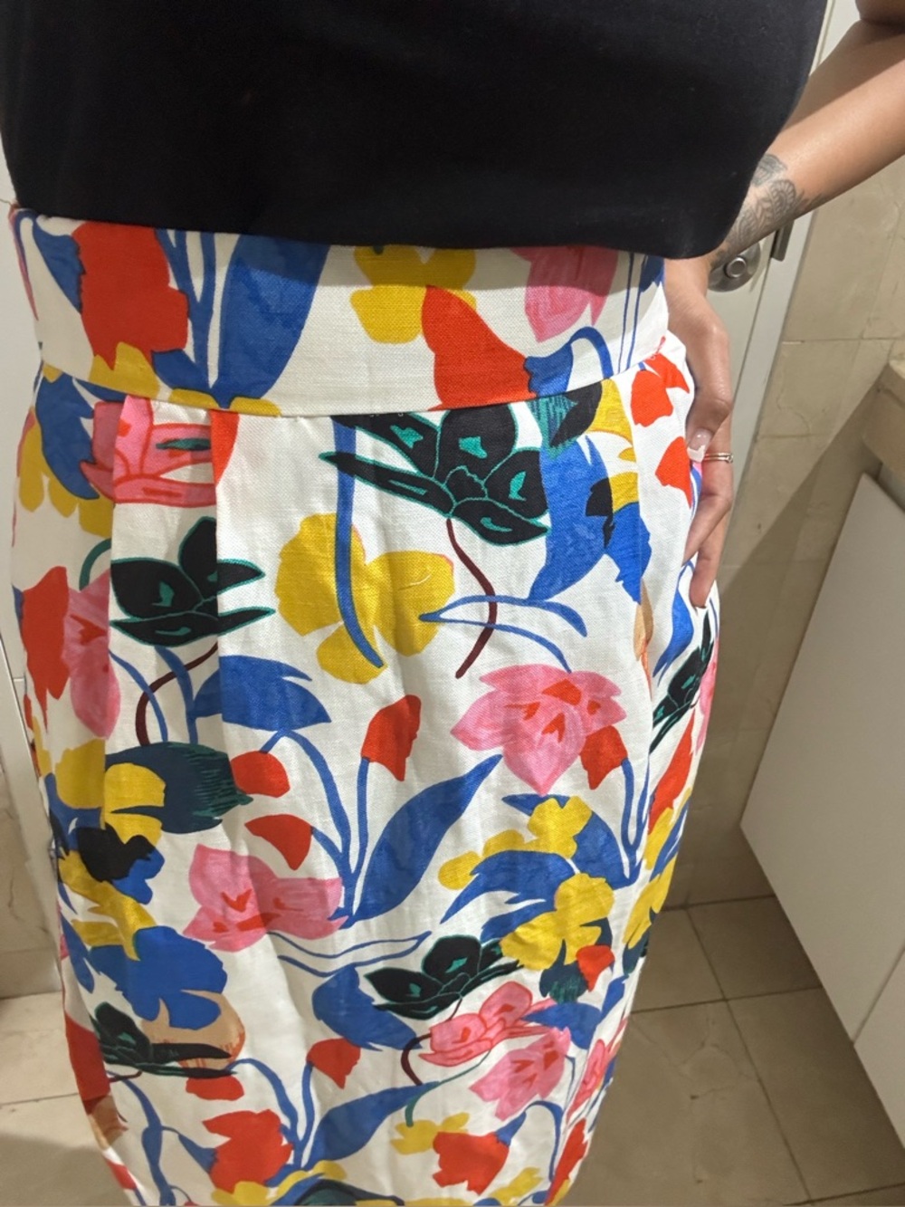 JCrew Floral Print Midi Skirt in Multi Color